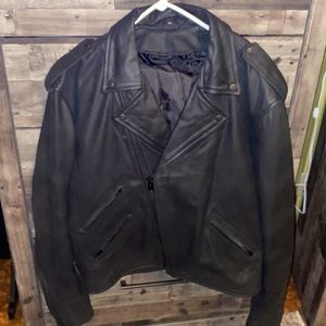 UNIK BLACK LEATHER RIDING MOTO MOTORCYCLE JACKET LINED 46
